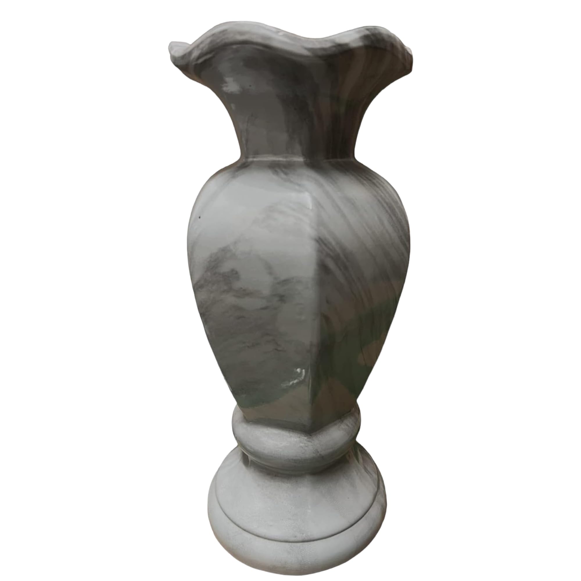 Ceramic Vases, Elegant Marble Design, Handmade Craft, Gift for All Occasions, Home Decor, White, 30cm Round