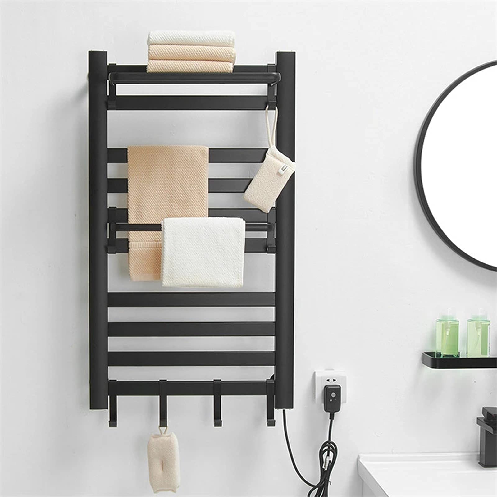 ZQFIDFYR Towel Warmer Drying Rack, 10 Bar Heated Towel Rack Rail, Wall Mount for Bathroom Towel Heater Towel Dryer (Hardwired)
