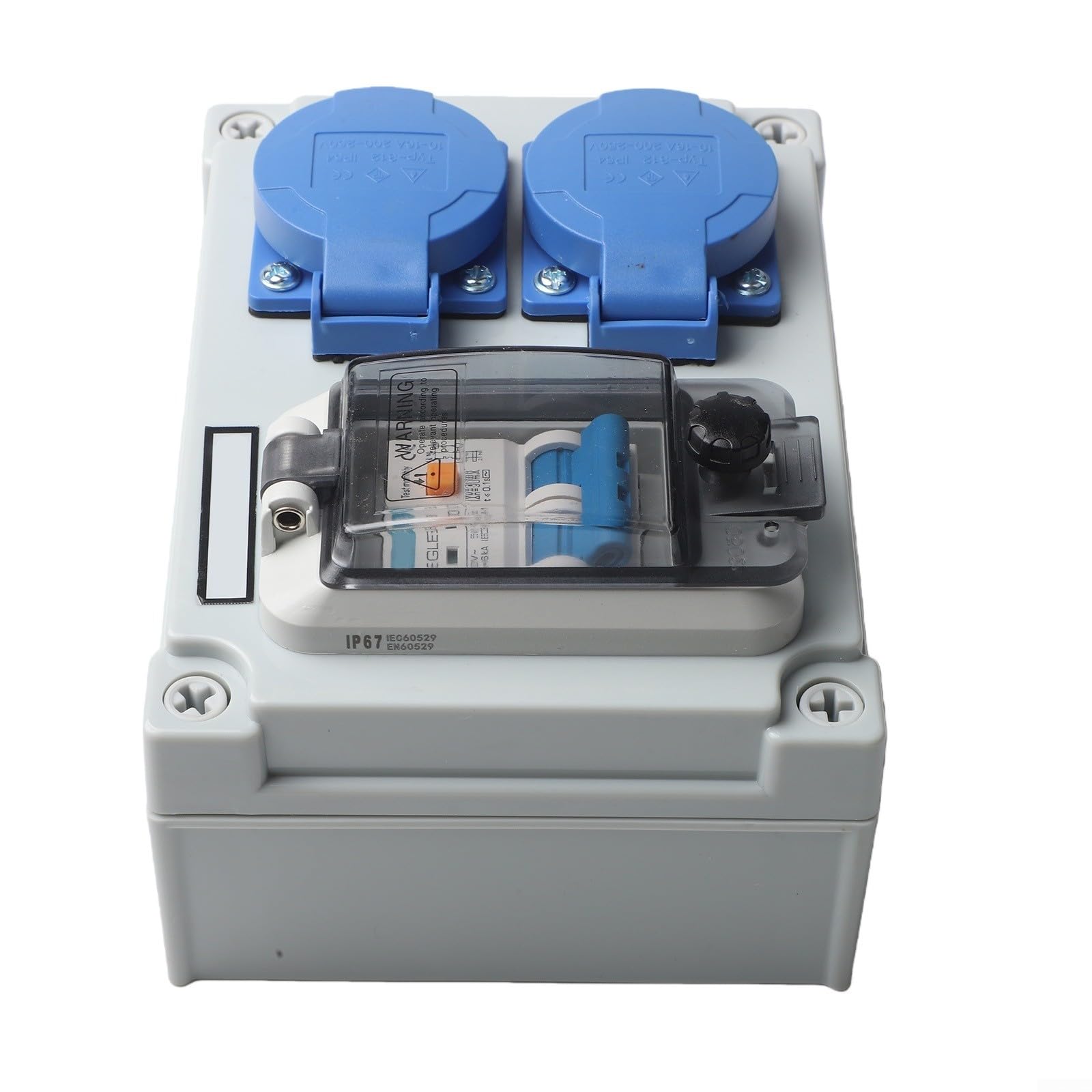 Distribuidor de pared de 2 vías con interruptor FI, 250 V/16 A, carcasa ABS IP67, para exteriores y talleres