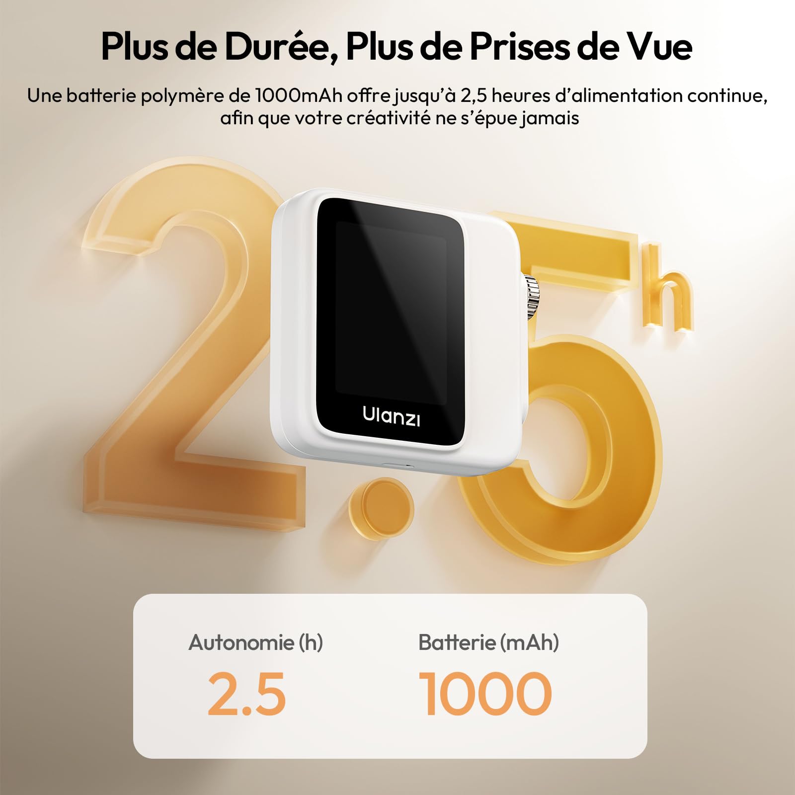 ULANZI VM02 Écran de moniteur de selfie pour iPhone et Android, moniteur de caméra arrière magnétique sans fil avec bouton de mise au point à distance, batterie 1000 mAh pour Vlog/diffusion en direct