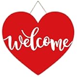 Valentine's Day Wooden Sign for Front Door Hanging Valentines Love Heart Wooden Sign for Wedding Anniversary Home Indoor Outdoor Wall Window Decoration 12''