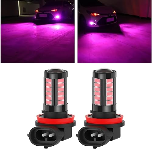 2 bombillas LED antiniebla H11H8 para faros delanteros, bombillas antiniebla rosas de 12 V, bombillas antiniebla de alto brillo, bombillas de