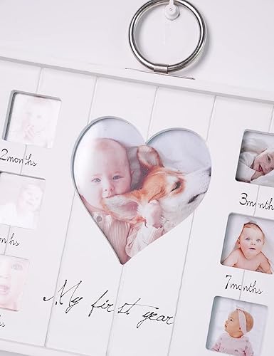 Miniatura 5 de HAUCOZE My First Year - Marco de fotos de recuerdo, marco de fotos para bebé, marco de 12 meses, collage de fotos para colgar, marco de madera para