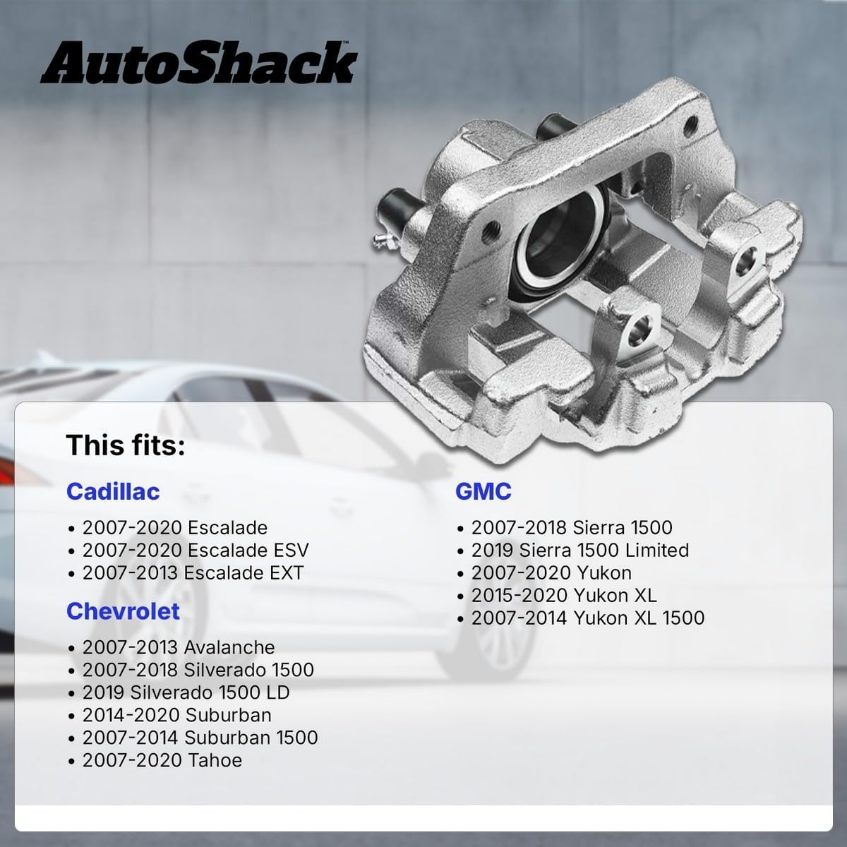 AutoShack Rear Brake Caliper Left Replacement for 2007-2018 Chevrolet Silverado 1500 2007-2018 GMC Sierra 1500 2007-2020 Chevrolet Tahoe 2007-2020 GMC Yukon 2007-2020 Cadillac Escalade 1-PC