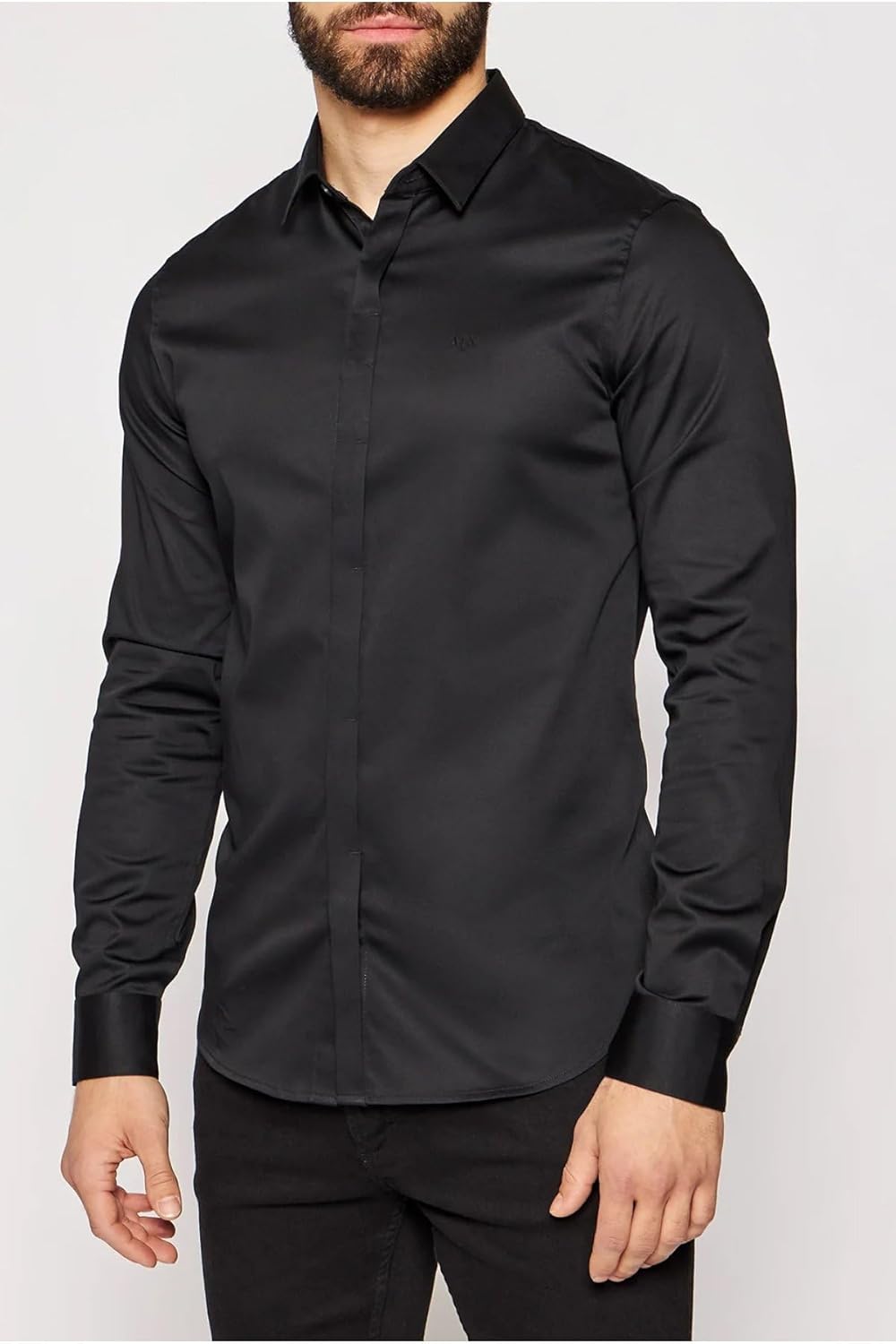 Armani Exchange Mens Long Sleeve Solid Slim Button Down Shirt - Image 3