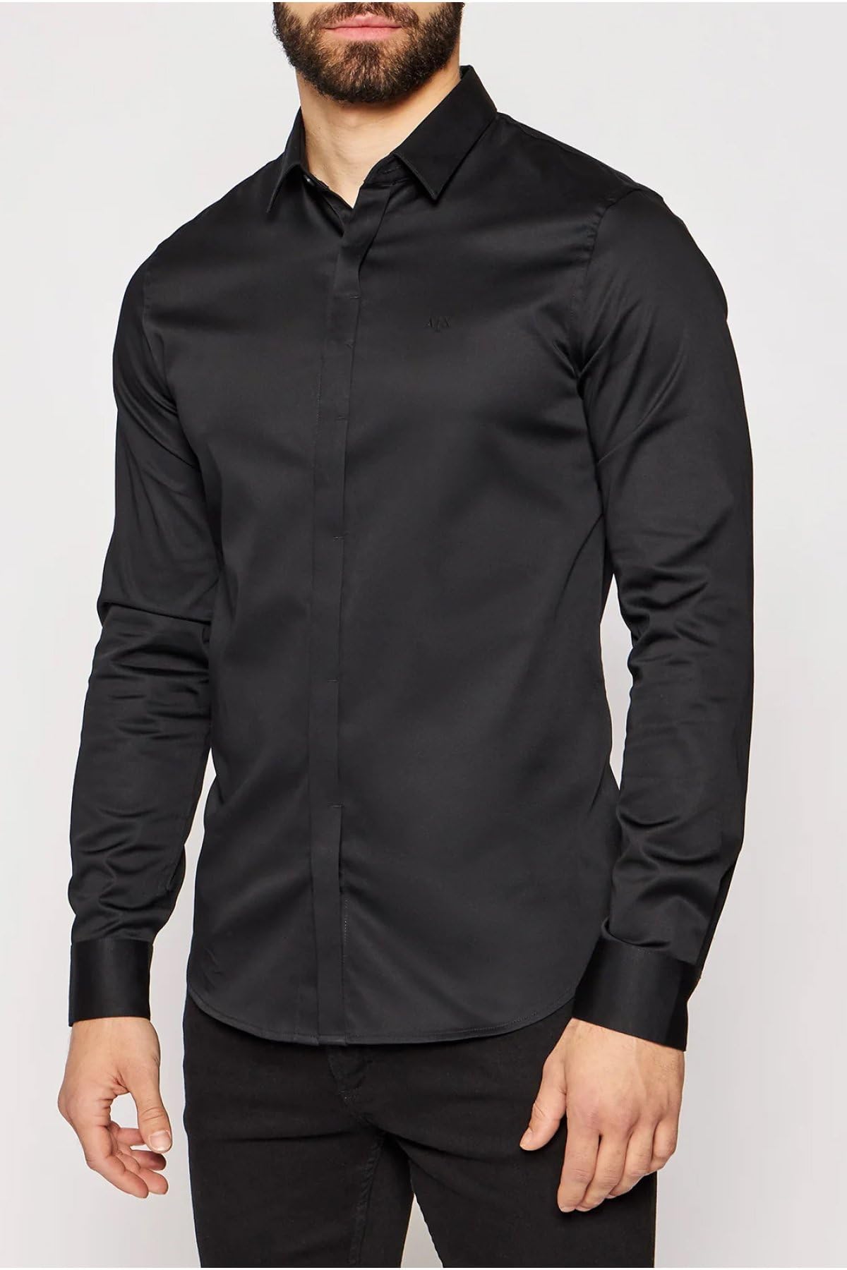 Armani Exchange Smart Stretch Satin Camisa Hombre (Pack de 1)