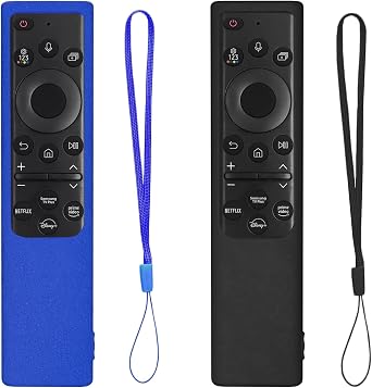 2 Pack Silicone Remote Cover for Samsung Smart TV Remote 20192026, Protective Case for Solar Cell Remote BN59-01357 BN59-01385 BN59-01265A, Anti-Slip, Non-Glow Royal Blue & Black