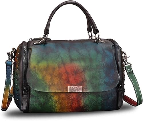 Bolso bandolera de cuero genuino para mujer, estilo vintage, hecho a mano, bandolera