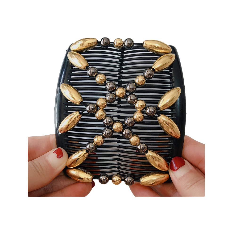 LOVEF 3Pcs Comb Hair Clips for Women and Girls Stylish and Fashionable Accessories for Easy Hair Dos Tribal (White Black and Gold)