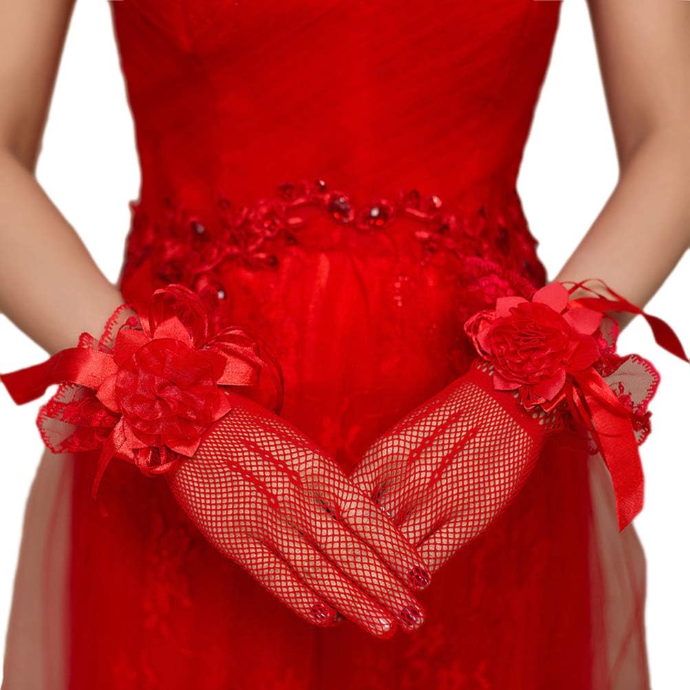 Womens Short Lace Fingerless Gloves for Wedding Evening Party Prom Gloves
