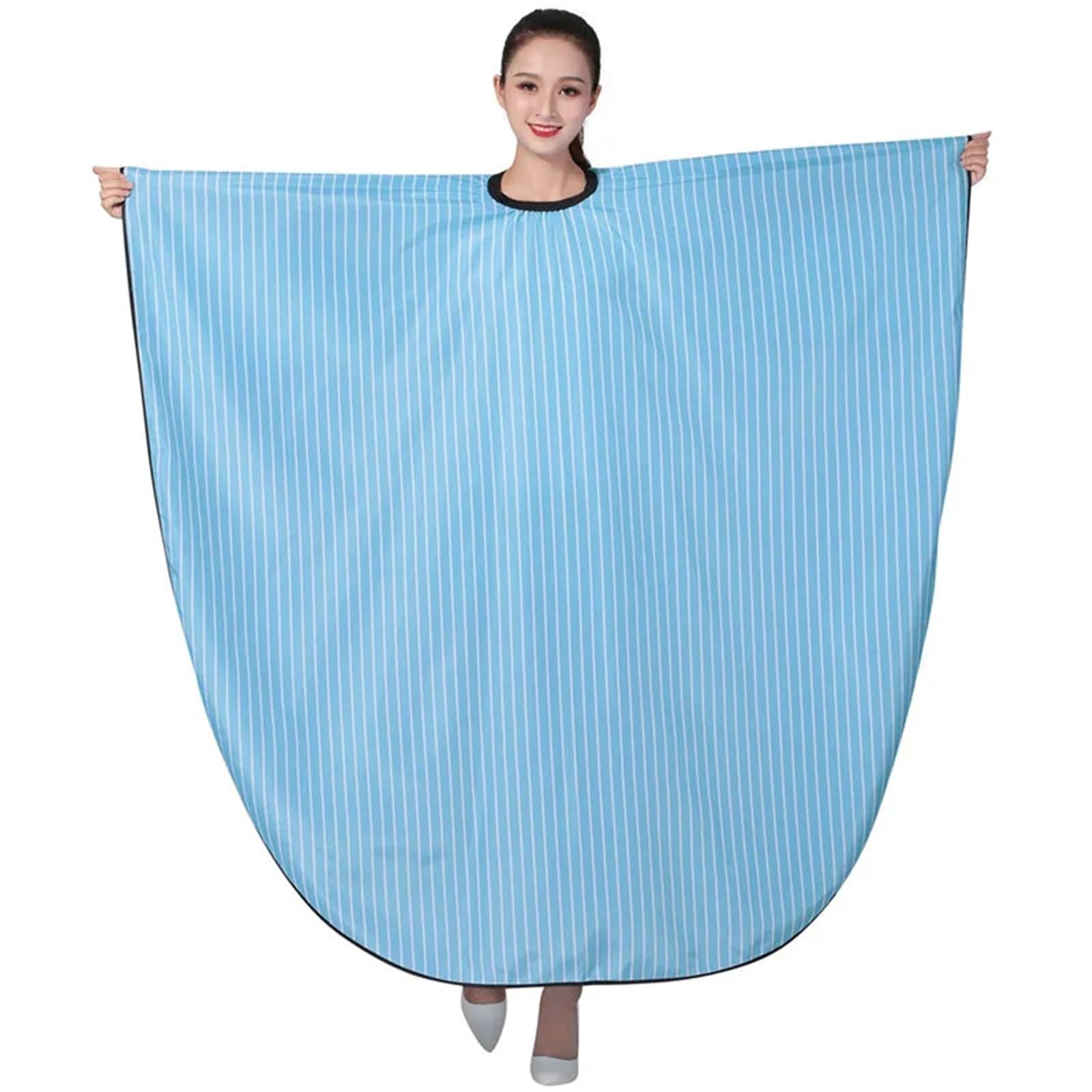 Capa Peluqueria Capa de peluquería Profesional for salón, Vestido de Peluquero de Tela Wai de Peluquero Impermeable a Rayas de Moda Retro de Lujo for Adultos(Blue)