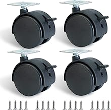 2 Inch Furniture Caster Wheels 4pcs Swivel Plastic Rollers with Locks Stainless Screws Small Universal Plate Wheel Casters Replacement for Cabinet Drawer Table Desk Cart in Office Kitchen