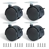 Dalyndar 2 Inch Furniture Caster Wheels 4pcs Swivel Plastic Rollers with Locks Stainless Screws Small Universal Plate Wheel Casters Replacement for Cabinet Drawer Table Desk Cart in Office Kitchen