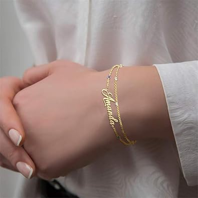 Custom Name Anklet Bracelet Custom Initial Letters Bracelet for Women