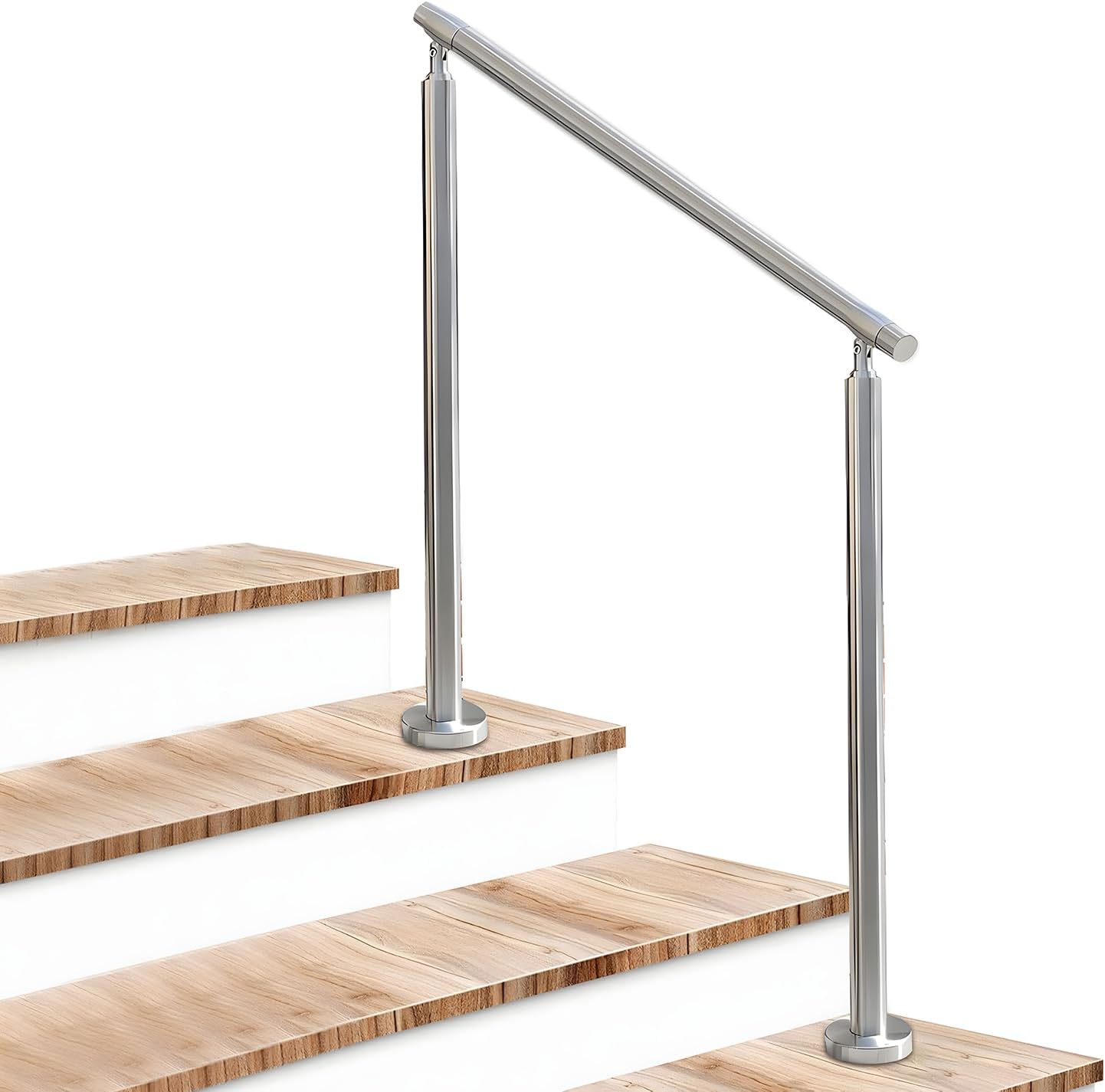 屋外用金属製手すり 階段用 錬鉄製階段手すり 強化ガラス付き 屋内屋外