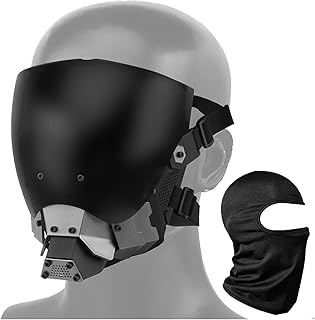 Punk Mask Cosplay for Men and Women, Techwear Mask, Halloween Fit Party Music Festival Accessories with Light