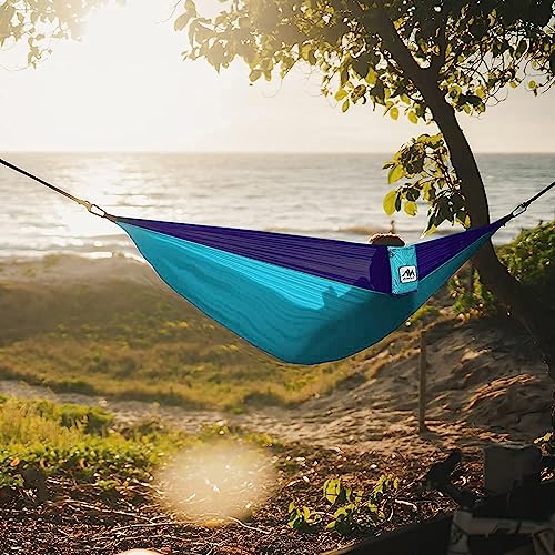 Camping Hammock, Ayamaya Portable Hanging Hammock Lightweight Nylon Parachute Hammocks Camping Accessories Gear For Outdoor, Indoor W/Tree Straps Backpacking Travel Patio #TOP6