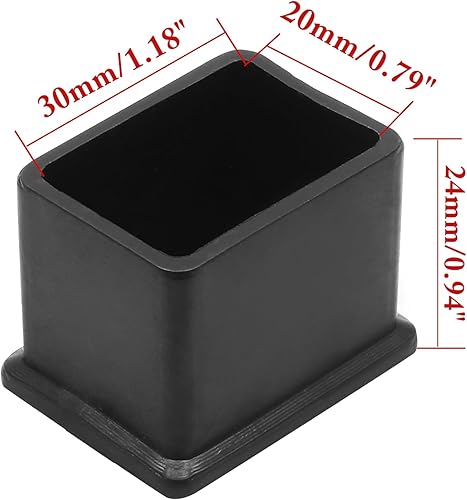 Vista 40 de 8 tapas rectangulares de PVC para patas de muebles (3/5 pulgadas x 1-1/5 pulgadas), protectores de piso flexibles de vinilo para patas de silla