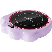 Gaiatop Mug Warmer, 50W Cute Cat Paw Cup Warmers, Heated Plate - Purple | 3 Temp Setting, 2-10H Auto Shut Off, Coffee Accessories Keep Beverage Hot for Desk and Home, Stocking Stuffers for Tea Candle