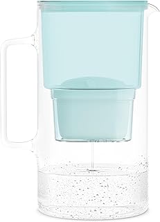 Wessper Wasserfilterkanne aus Glas 3L - Kompatibel mit Brita Maxtra - Inklusive 1 Wasserfilter-Kartusche, Reduziert Kalk und Chlor, Minze