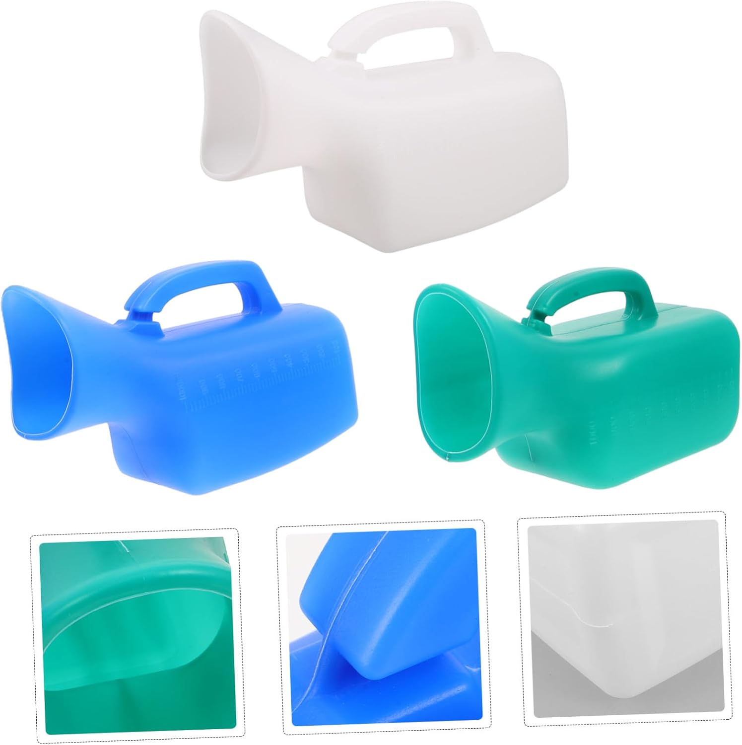 VICASKY 3pcs Female Urinal Bottles 1l Portable Travel Urinal for Women Leakproof Nondeformable Plastic Large Capacity Bedside Support Outdoor Use
