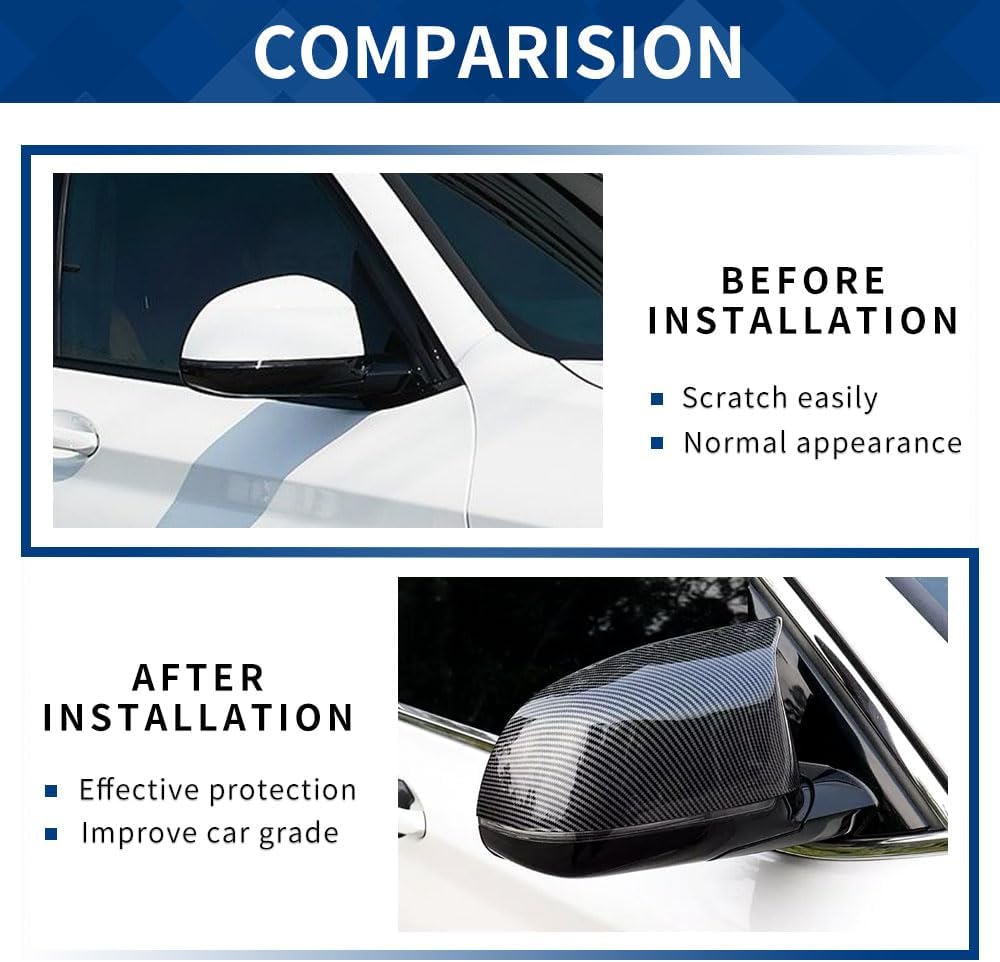 Side Mirror Cover Compatible with X3 G01 X4 G02 / Pre-lci X5 G05 X6 G06 X7 G07 (Carbon Fiber Pattern, G01 G02 G05)