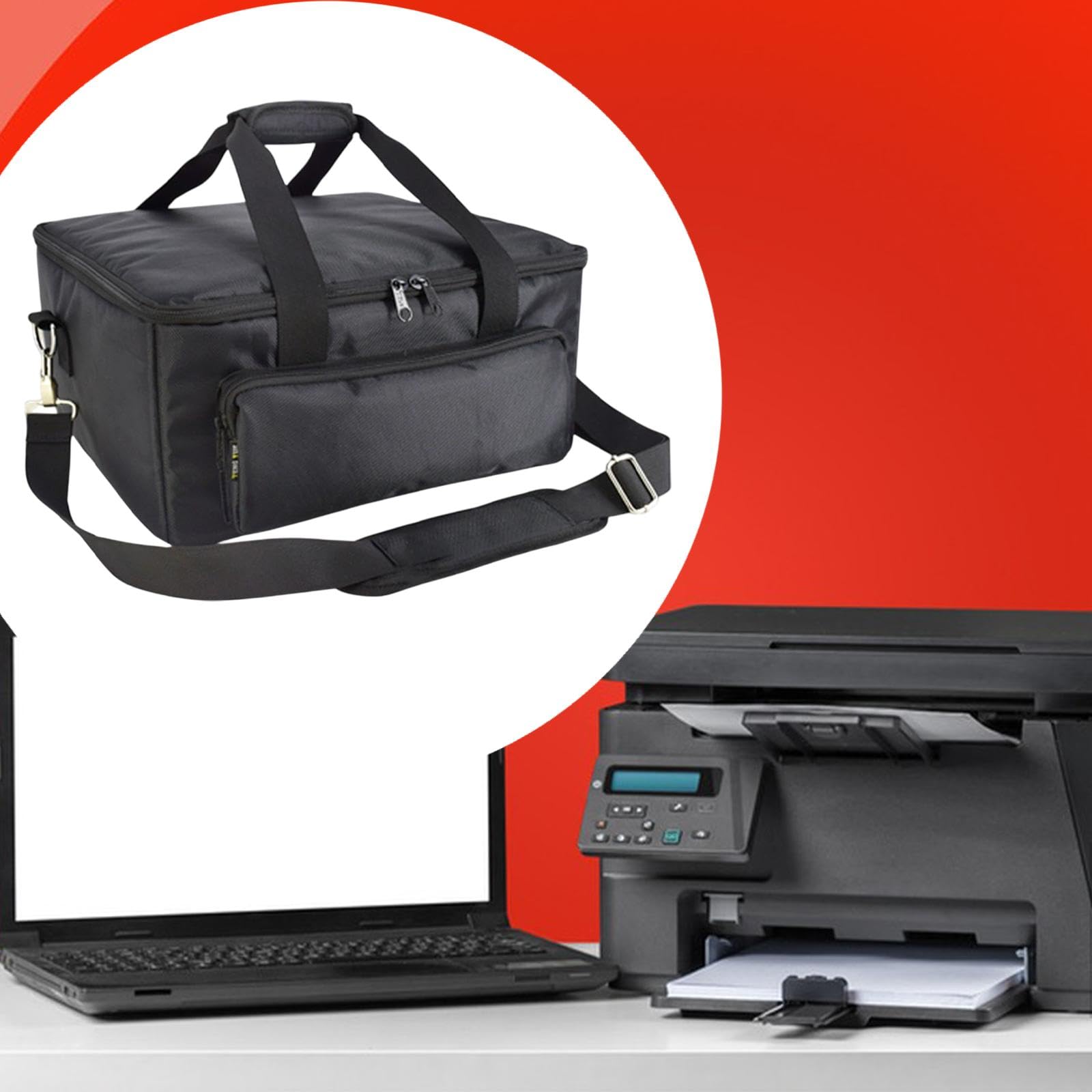 Funda para Impresora Protector Polvo Cubierta Bolsa Estuche Resistente con Forro Acolchado Y Hebillas Metálicas con Bolsillo con Cierre Adecuada para, L