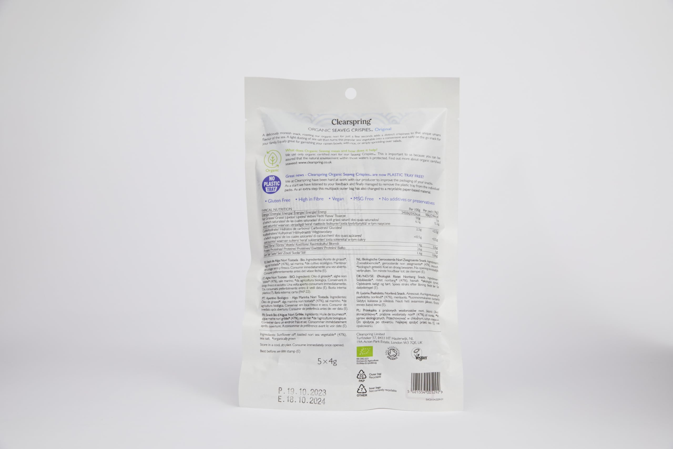 ALGA NORI tostada multipack snack – en-cas léger à emporter partout, pratique à emporter dans un sac ou un cartable, coffret de 5 pièces et devient un allié fiable dans la routine de tous les jours. e