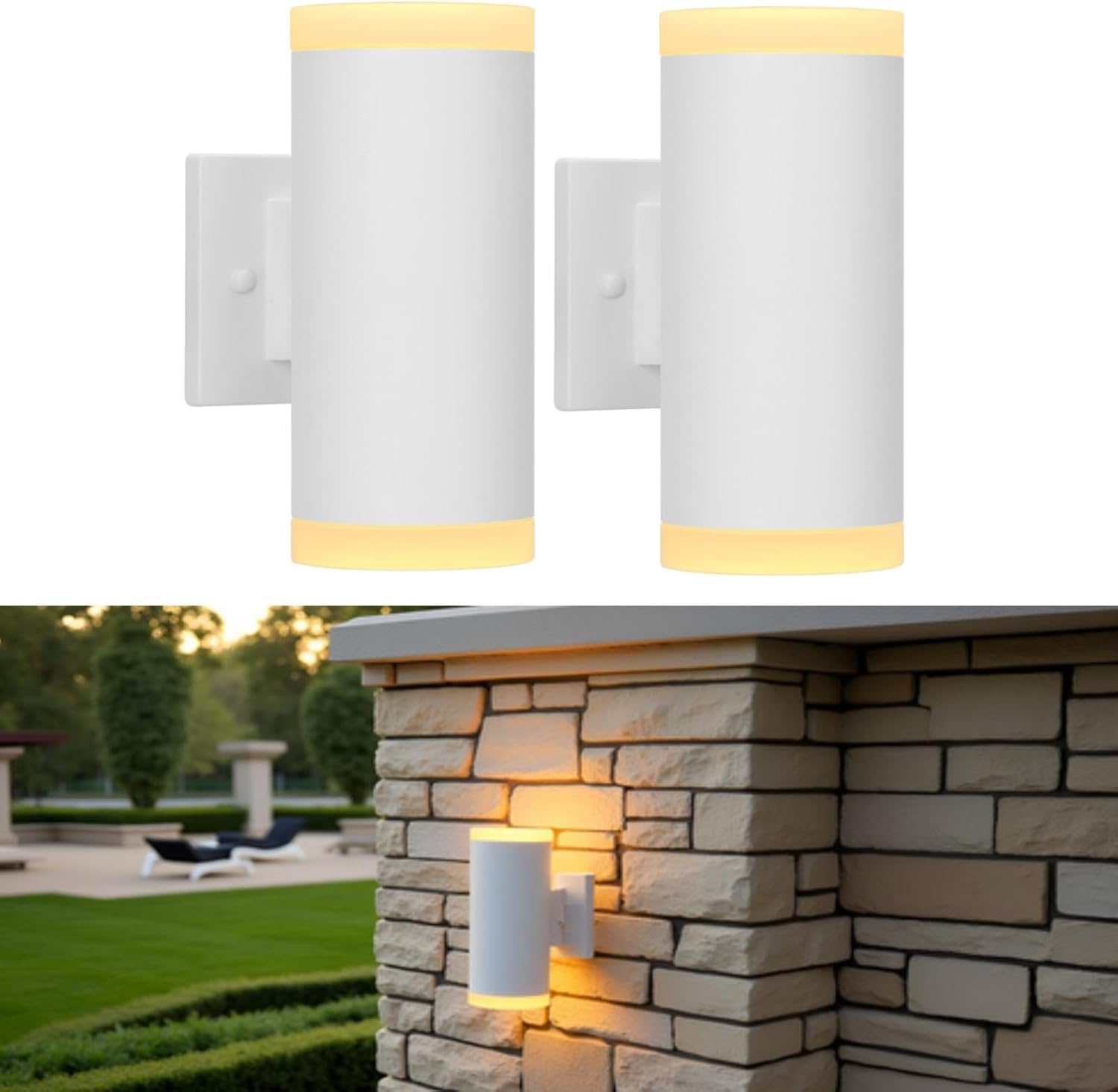 Outdoor Wall Lantern, ZUUKOLE Waterproof Exterior Wall Light, Anti-Rust Aluminum Wall Mount Lighting Cylinder Design – Up Down Wall Light fixtures for Porch, Patio or Garage, 2 Pack