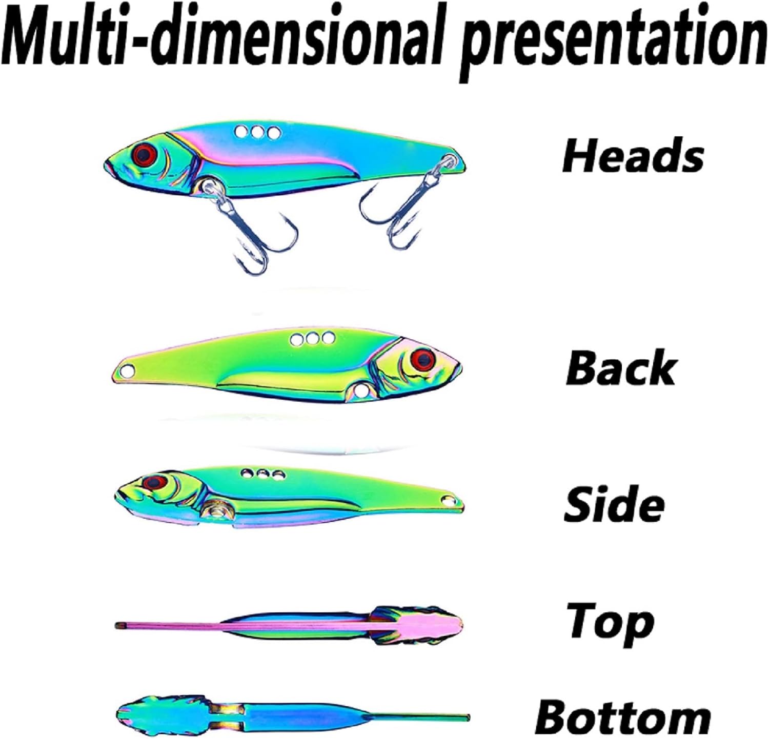 Fishing Lures Blade Bait for Bass Walleye Trout for Freshwater Saltwater Metal Hard Blade Baits Fishing Blade Lure Spoons 5PCS with Box