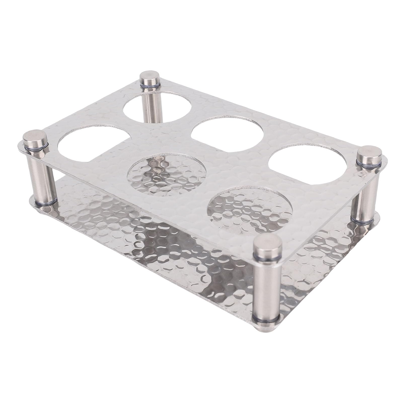 Bandeja de Soporte de Vidrio de Acero Inoxidable de 6 Orificios, Bandeja Duradera para Servir Tazas para Bar, Cocina, Fiesta y Club (Plata 2x3=6 Agujeros (Apertura de 3,8 cm/1,5)