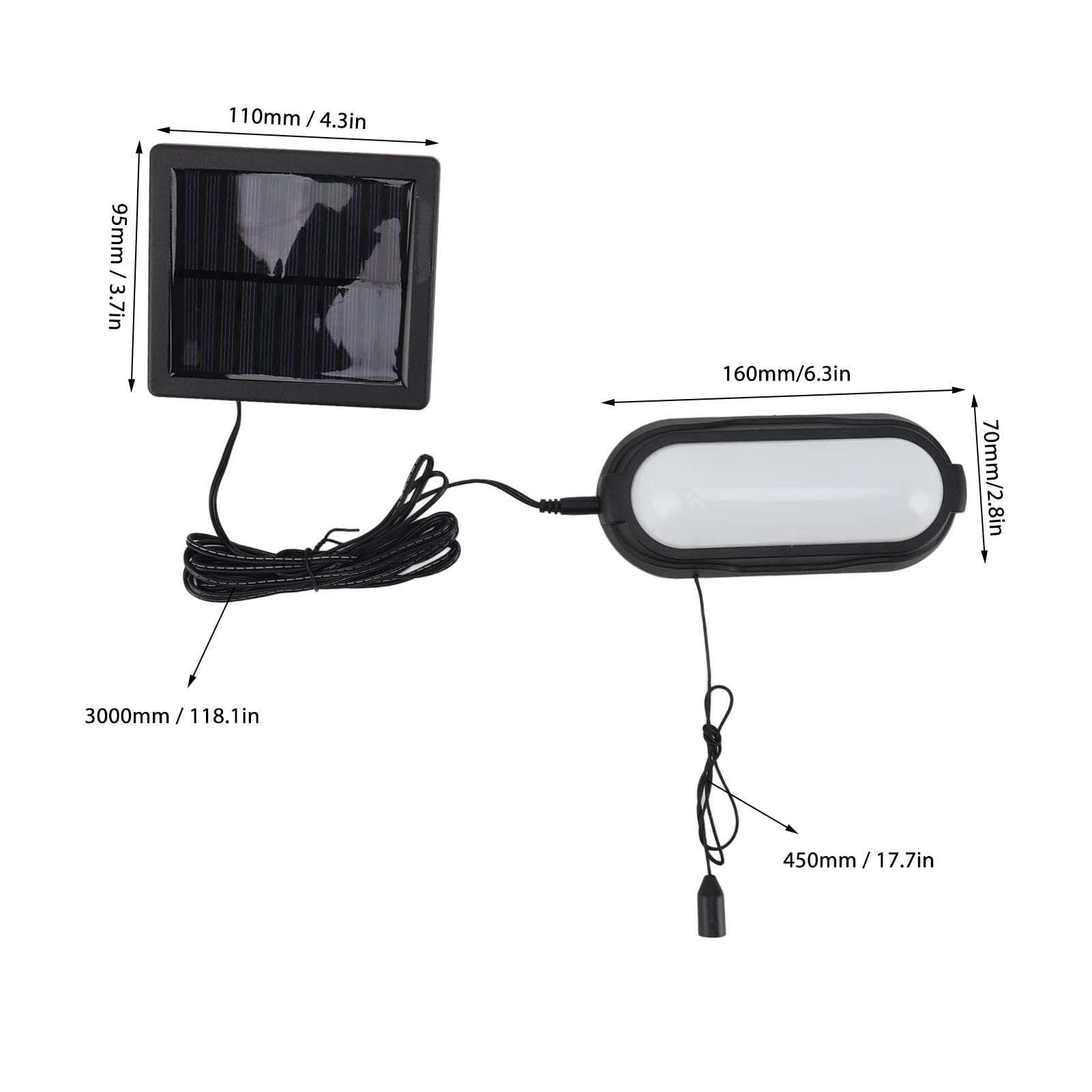 Asixxsix Lampes Solaires Suspendues D'extérieur, Lampe Solaire avec Panneau Solaire, Interrupteur à Cordon, Lumière LED à énergie Solaire pour Garage, Patio, Poulailler, Grange