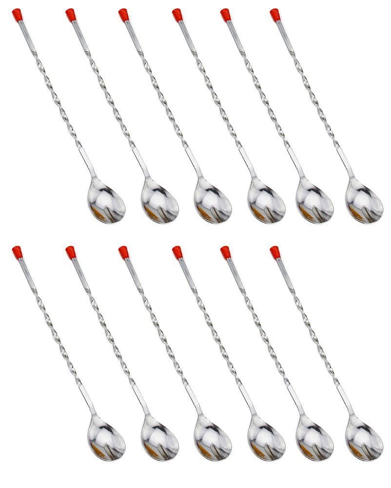 11-Inch Stainless Steel Bar Spoons Twist-Neck Barware Mixing Spoon - Set of 12