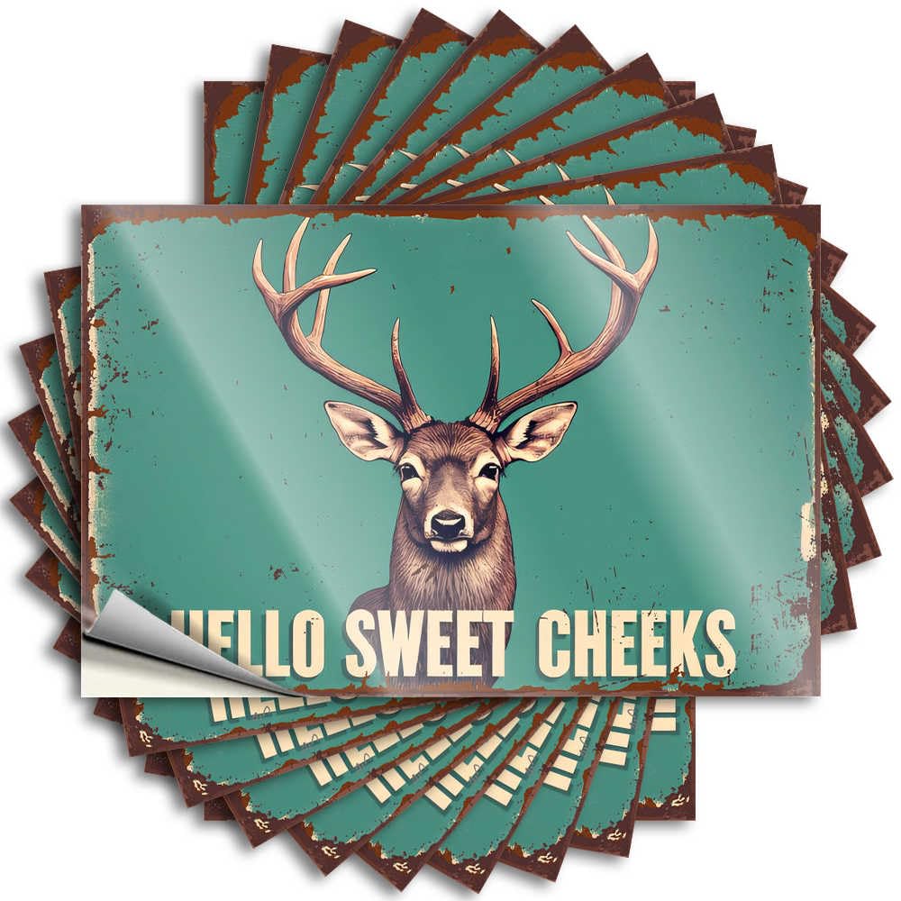 Decal Cheap, Summer Water Rustic Deer Greeting: Hello Sweet Cheeks | Cool Decor(8X12CM)