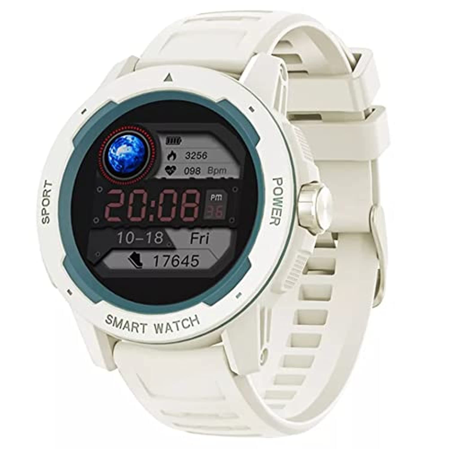 DadoMars 2 Smart Watch IP68 Heart Rater Blood Oxygen/Pressure Sleep Monitor Music Running Outdoor Sports Smartwatch, 1.4" full touch screen (White)