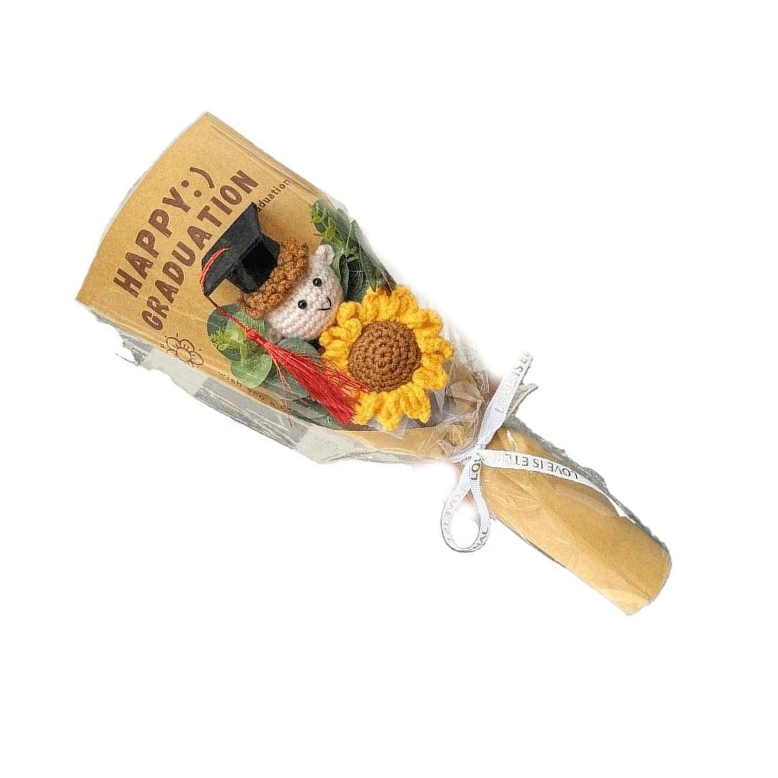 Hand Knitted Sunflowers Bouquets Graduation Gift with Sturdy Yarns Flowers Crochet Flower for Home Decors and Party Hand Crocheted Sunflowers Bouquets