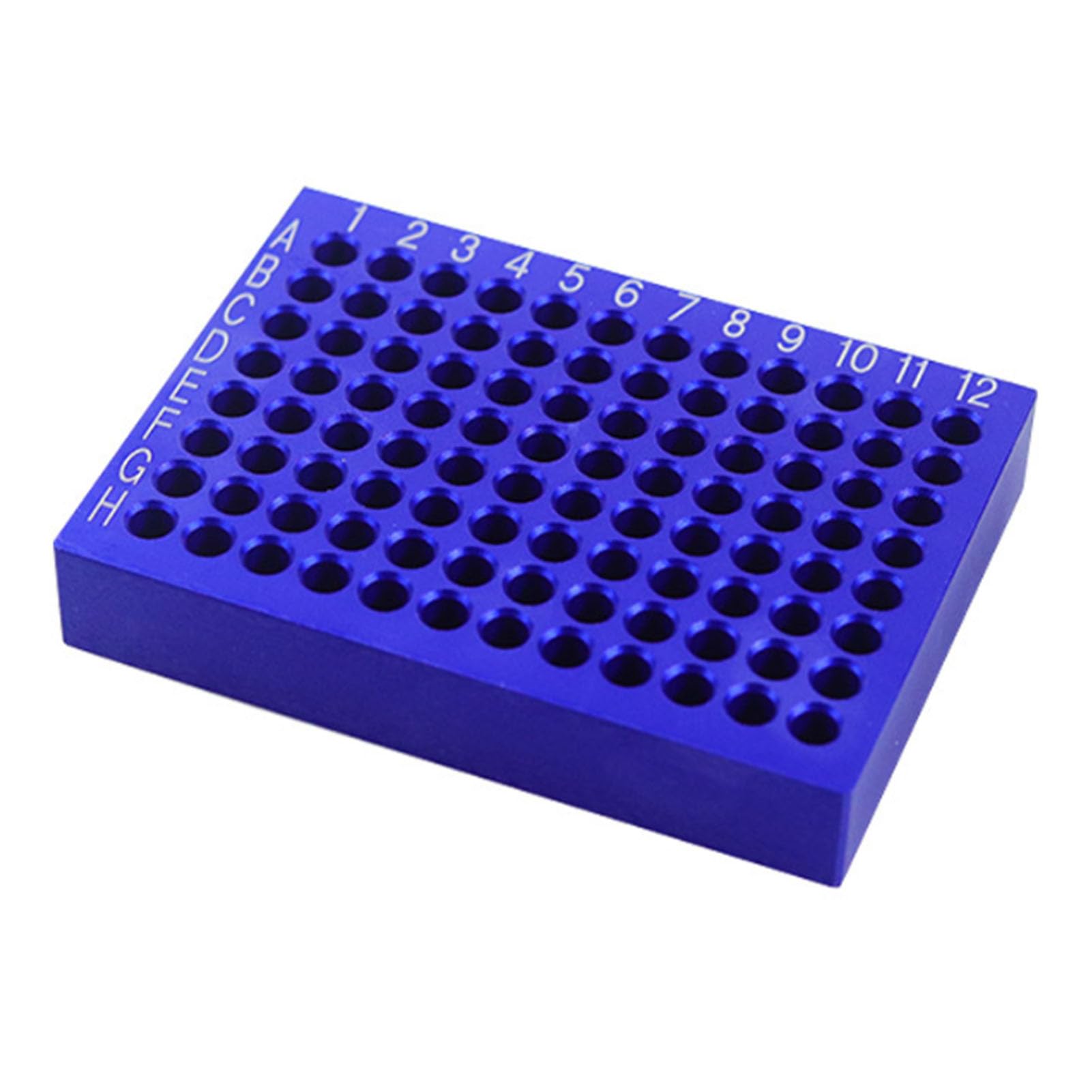 Cryfokt Bloque de Enfriamiento PCR de 96 Pozos, Enfriador de Laboratorio Apilable para Tubos de 0,2 ML, Bloque Frío de Aluminio con Marcas Grabadas de Filas y Columnas, for Laboratorio (0,2 ml 96