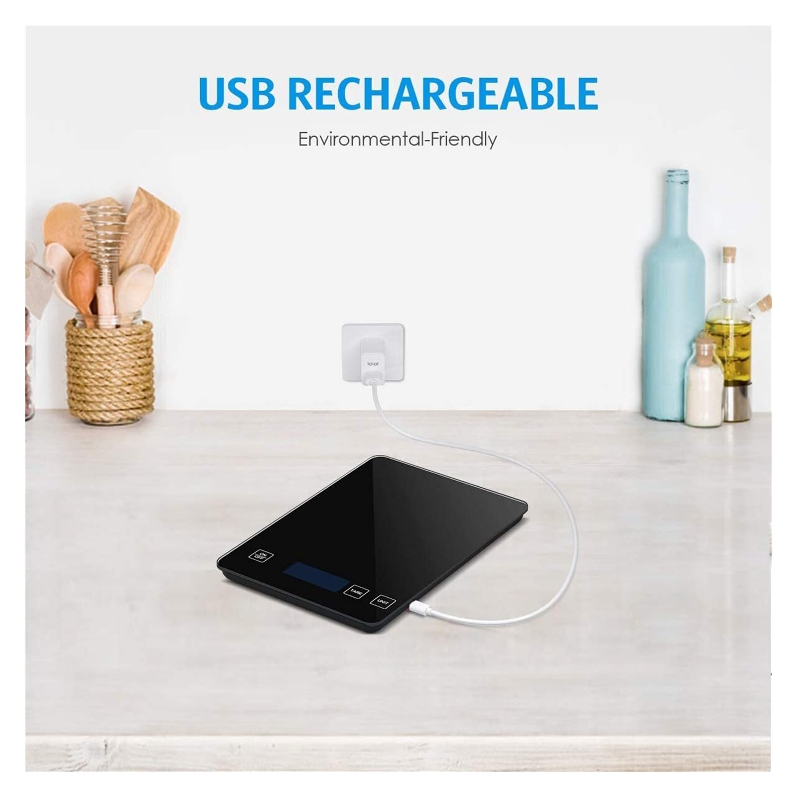 Báscula De Cocina Digital 1g-10kg Alimentos Plataforma Vidrio Templado A Prueba Agua Multifunción Alta Precisión Medición Precisa Esfuerzo(White)