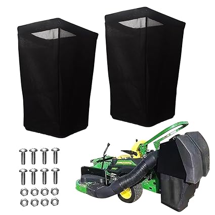 AM122416 Replacement Grass Bags Kit Compatible With John D-eere 100, 105, 107, L100, L105, L107, LA120, LA125, LA130, LA155, LA165, LA175, X145, X165, D160, D170 - Includes installation hardware
