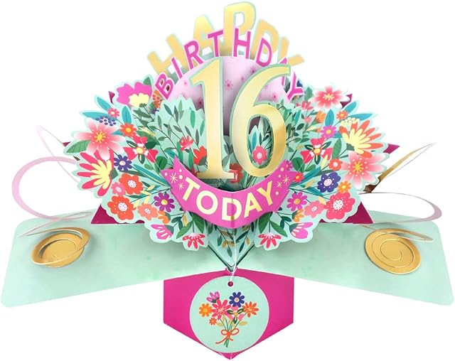 Happy 16th Birthday 16 Today Pop-Up Greeting Card Love Kate's Pop Up Cards Her POP215MC16