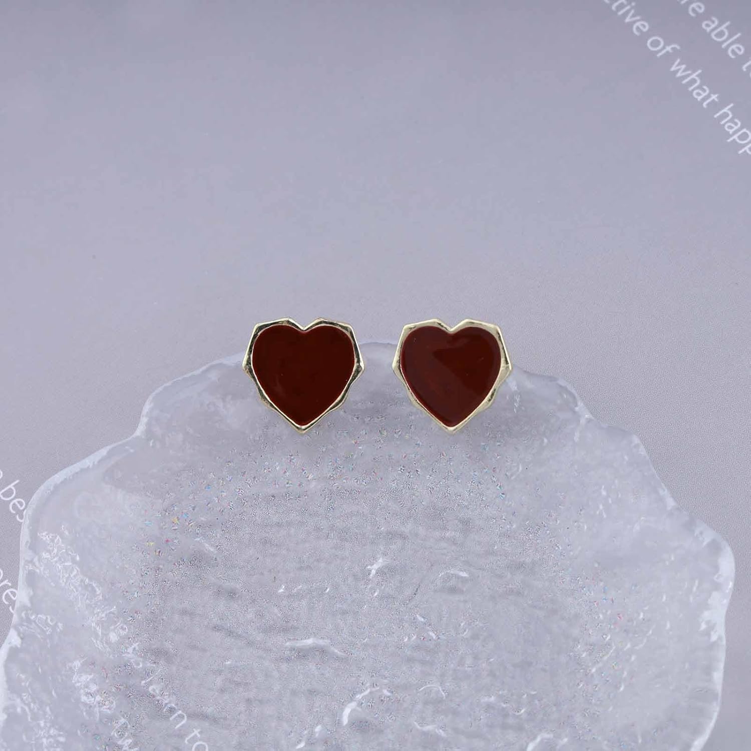 Andelaisi Boho Love Heart Earrings Red Enamel Heart Earrings Red Heart Studs Earrings Minimalist Heart Statement Earrings Jewelry for Women - Image 4