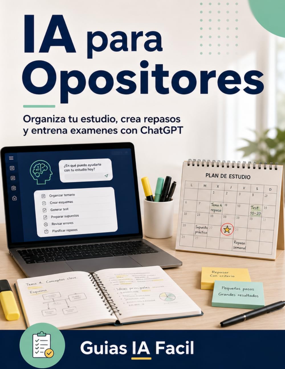 IA para Opositores: Guía práctica para organizar tu estudio, crear repasos y entrenar exámenes con ChatGPT sin perder el criterio