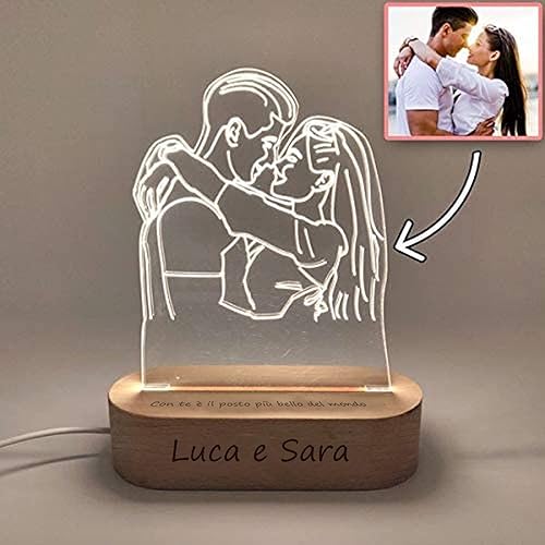 Immagine del prodotto LAC Lampada Personalizzata con Foto 3D - Regalo Anniversario per Lui Lei - Idee Regali per Natale o Compleanno