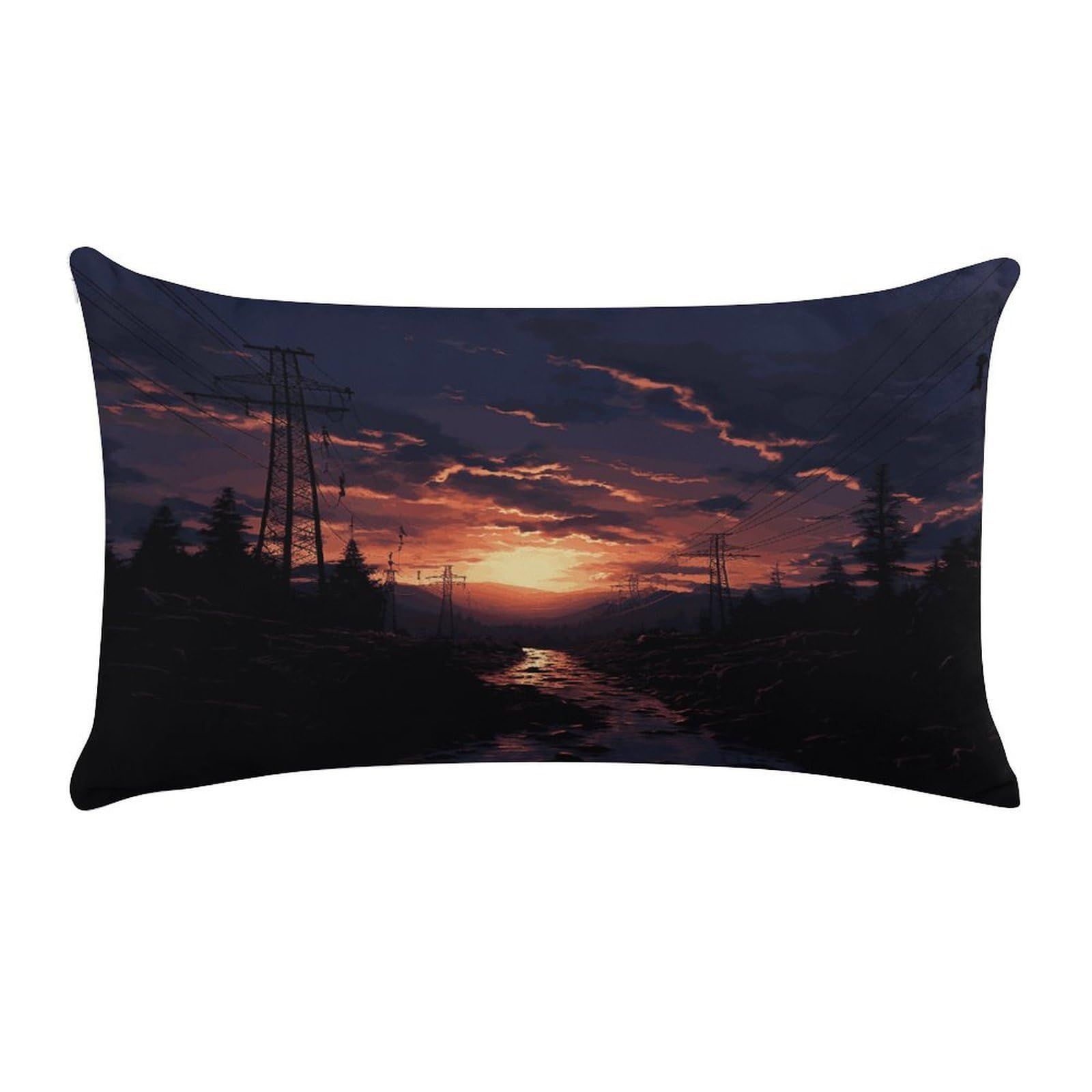 Dusk Scenery Pillow Cover Super Soft Pillowcase Luxury Cozy Fuzzy Velvet Pillow Shams Breathable Standard Pillow Cases with Zipper Wrinkle-Free Pillow Cover 12 "×20 "