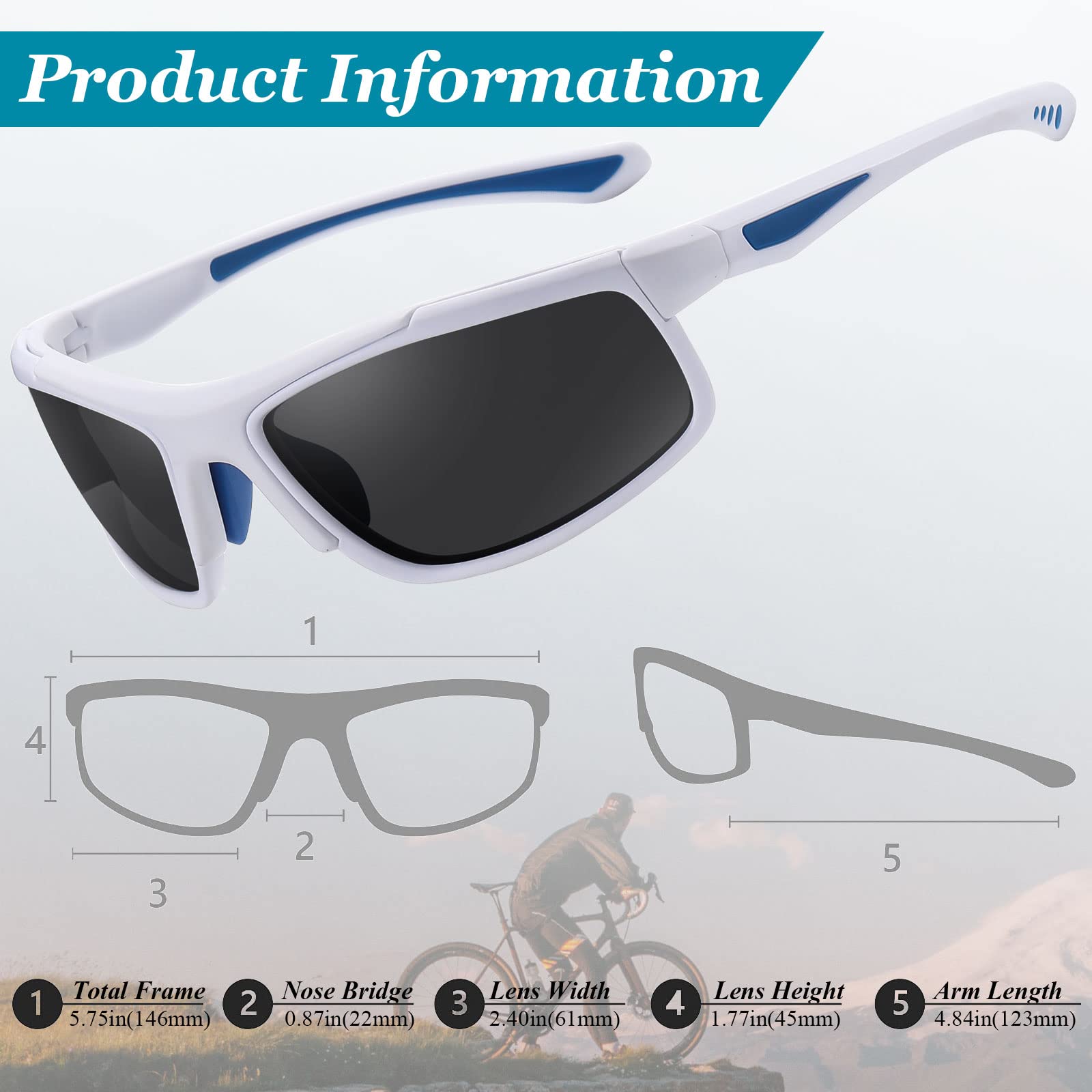 Perfectmiaoxuan Occhiali da sole polarizzati per uomo donna ciclismo montagna trekking guida pesca arrampicata sportivi Le vacanze Viaggi cordino occhiali Protezione UV