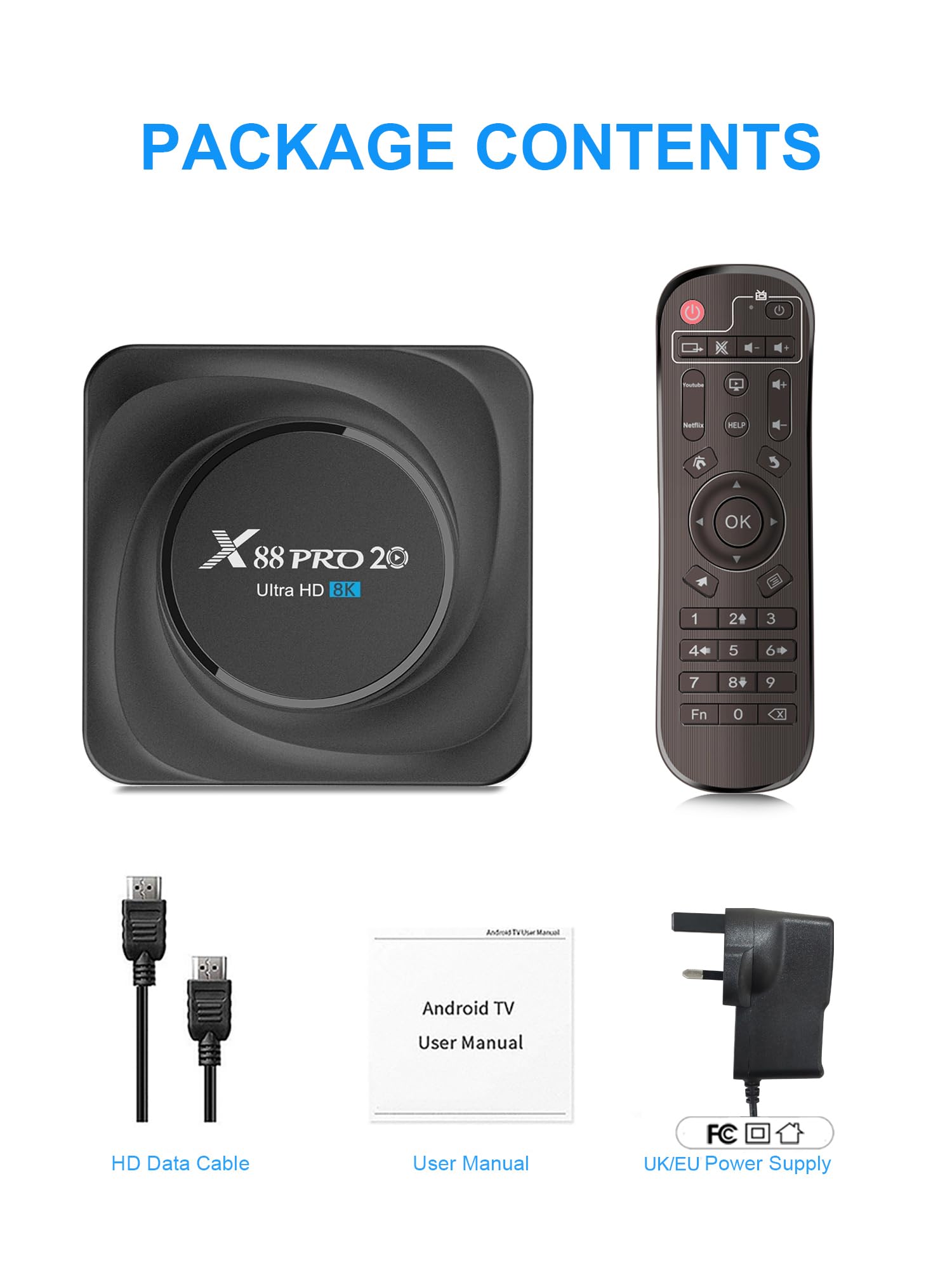 RUPA TV Box Android 11.0 8Go RAM 64Go ROM RK3566 Quad-Core Cortex-A53 CPU Supporte Cast Screen 2.4G/5.8G WiFi BT 4.0 USB 3.0 LAN 1000M Ethernet 3D 8K HD 2025 Smart TV Box Android