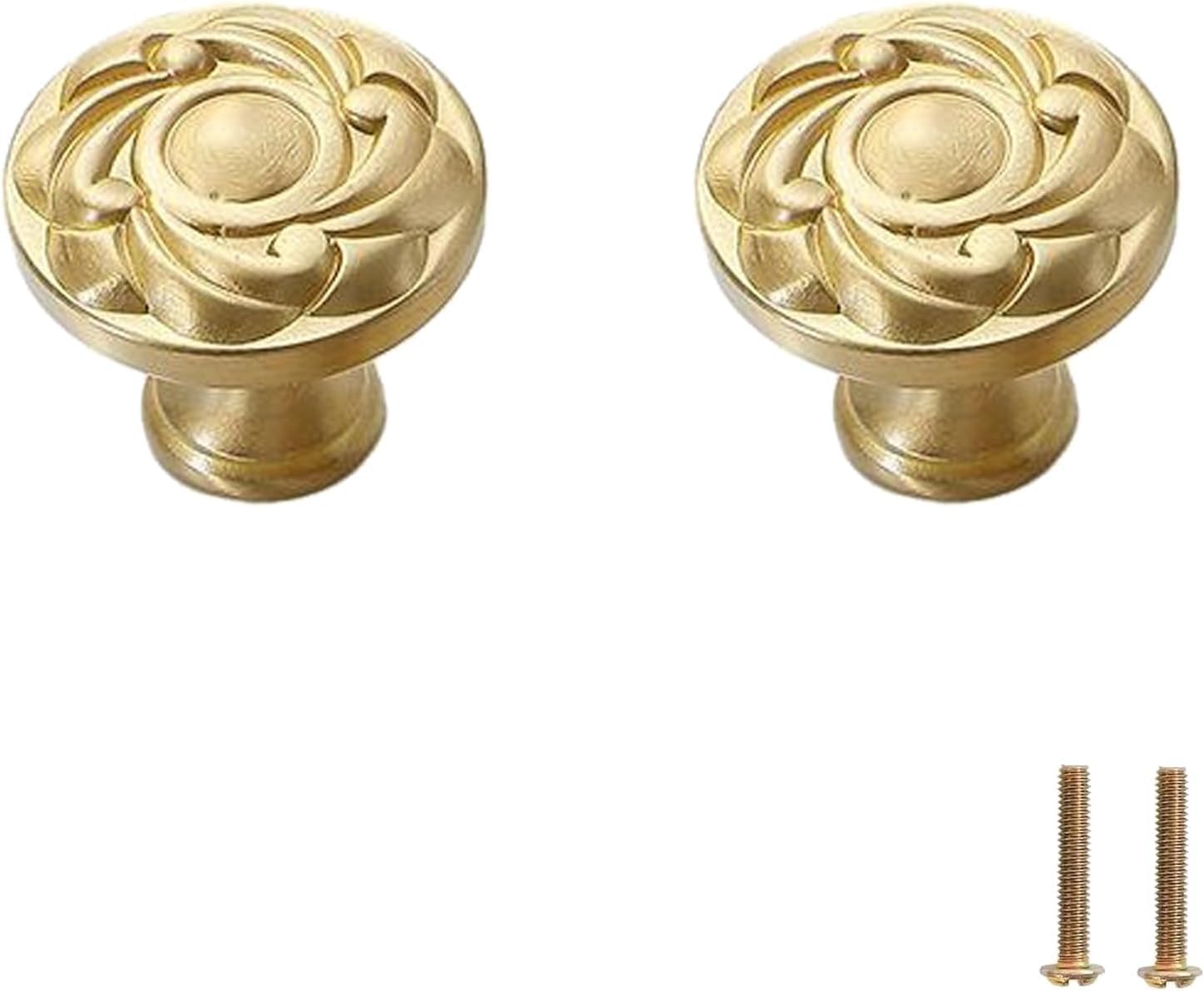 Tnbccxn 14 Copper Color 35*29Mm Cabinet Handles, Cabinet Handles,2 Pcs Fancy Embossed Pure Copper Knob(14 Copper Color 35 * 29Mm)