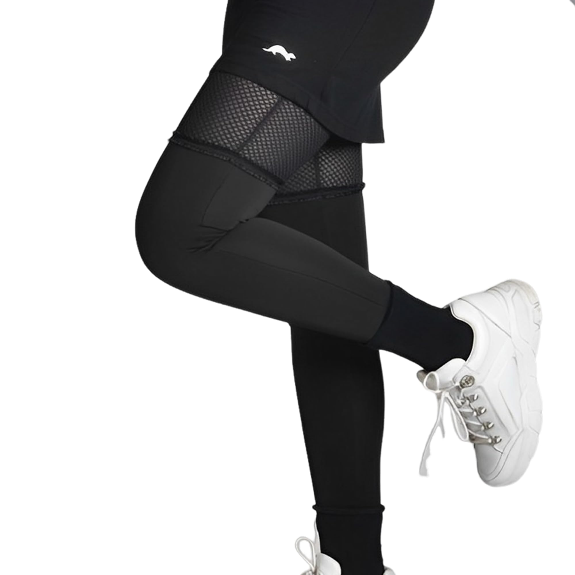 Leggings Rejilla Mujer Negros con Puntilla Chic Elegante 5