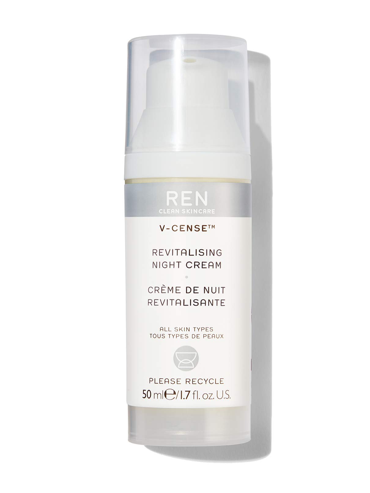 REN Clean Skincare - V-Cense Revitalising Night Cream - Overnight Anti-Aging Cream - Night Hydrating Cream for Face & Neck...