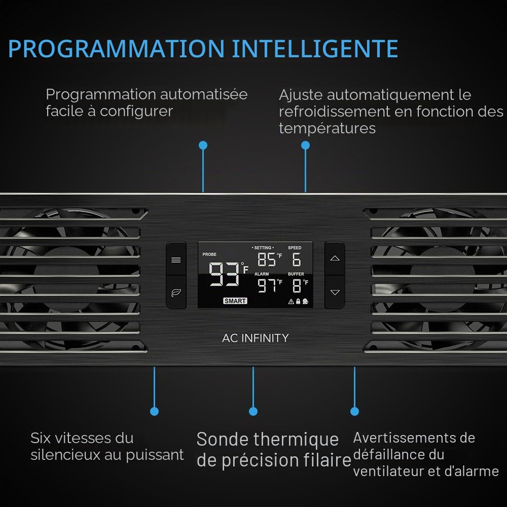 AC Infinity CLOUDPLATE T7-N, Panneau de ventilateur à montage en rack 2U, flux d'air d'admission, pour refroidissement AV, Home Cinéma, rack réseau 19"